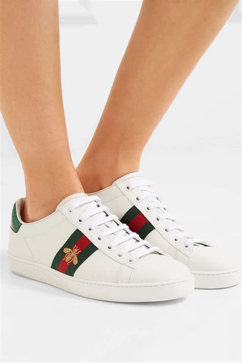 gucci ace leather sneakers bee|gucci ace bee platform sneakers.